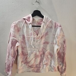 LoveShackFancy Pink and White Tie-Dye Hoodie